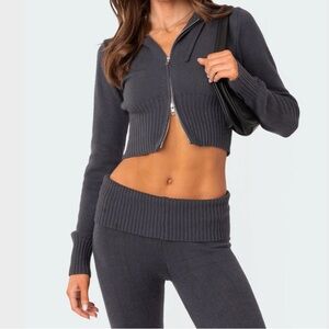 EDIKTED DESIREE KNOTTED HOODED CARDIGAN